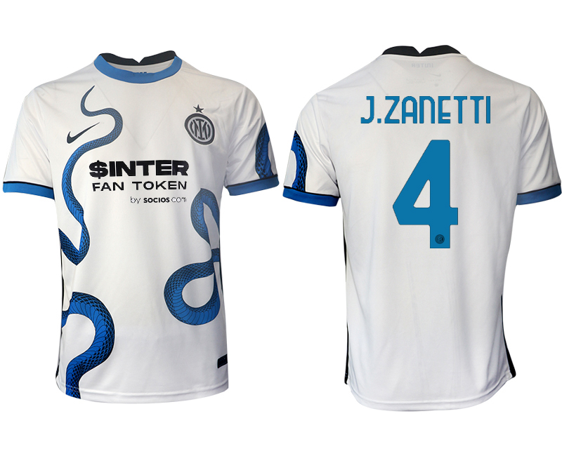 Men 2021-2022 Club Inter Milan away aaa version white #4 Soccer Jersey